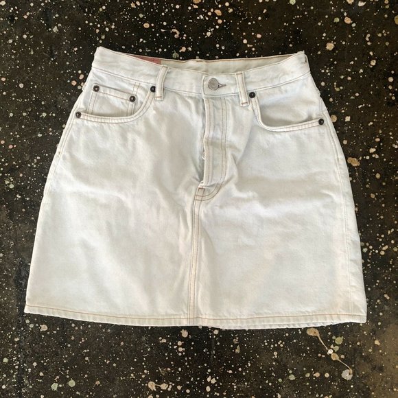 Acne Studios Mini Skirt Pale Blue Jeans Denim Blogger Italy 36 NWOT $240 - Picture 5 of 11